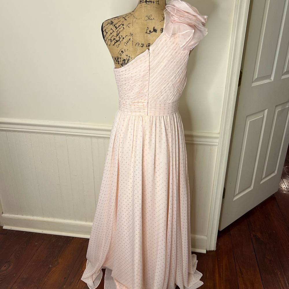 Elegant One-Shoulder Pink Dress - Picture 8 of 12